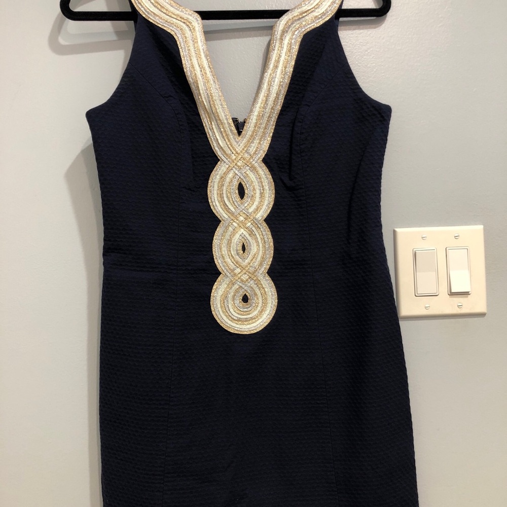 Lilly Pulitzer Valli Shift Dress Women's Size 6 Mini Navy Preppy Resort Retro - Picture 3 of 7